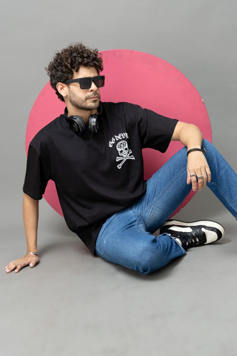 Go Devil Black Oversized T-Shirt for Men - Image 4